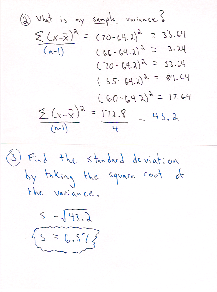 Standard deviation formula deals example